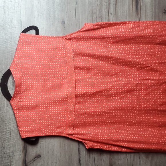 Fossil Orange and Cream Silk Shirt Dress - Picture 7 of 9